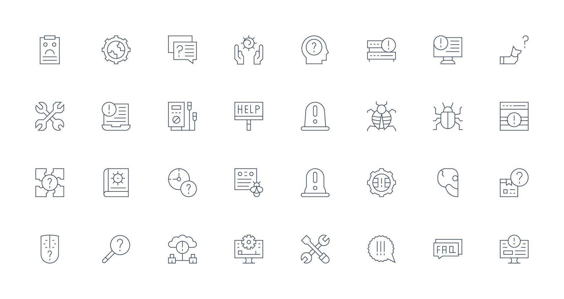 Thin Line Icons from Troubleshooting Set with 32 Vectors Organized Icon Pack for Quick Access