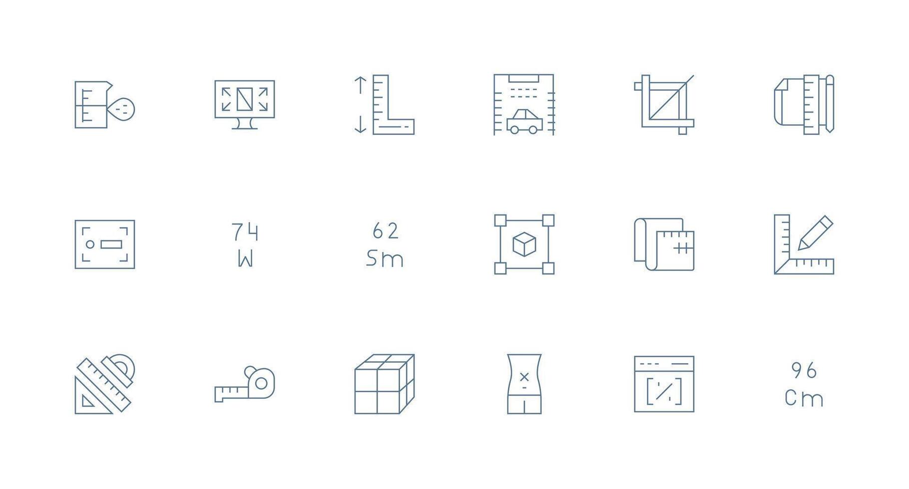 18 Minimal Line Designs for Dimensions Icons Optimized Icon Pack for Digital Products vector
