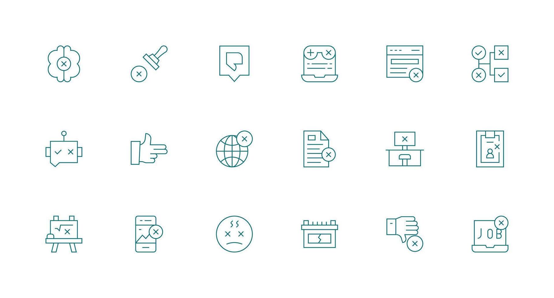 Fail Visual Pack containing 18 Minimal Line Icons Interface Icon Collection vector