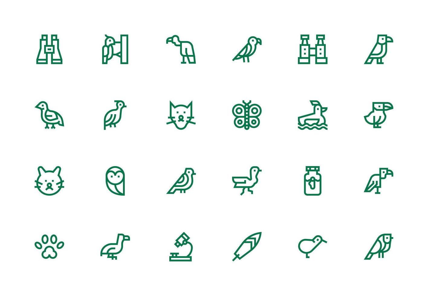 Thick Line Line Icons from Zoology Set with 24 Vectors Simple Icons for Interface and Wireframes