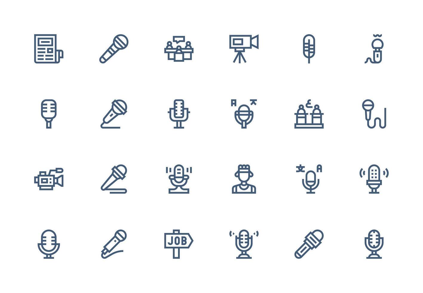 Interview Design Icons featuring 24 in Thick Line Line Style Simple Icon Pack vector