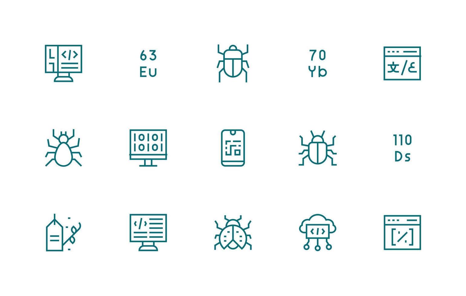 15 Regular Line Icons for Code Graphics Minimal Icon Pack vector