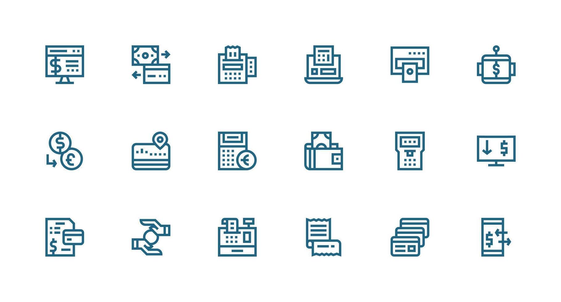 18 Strong Stroke Line Style Icons from Payment Processing Collection UI Icon Set vector