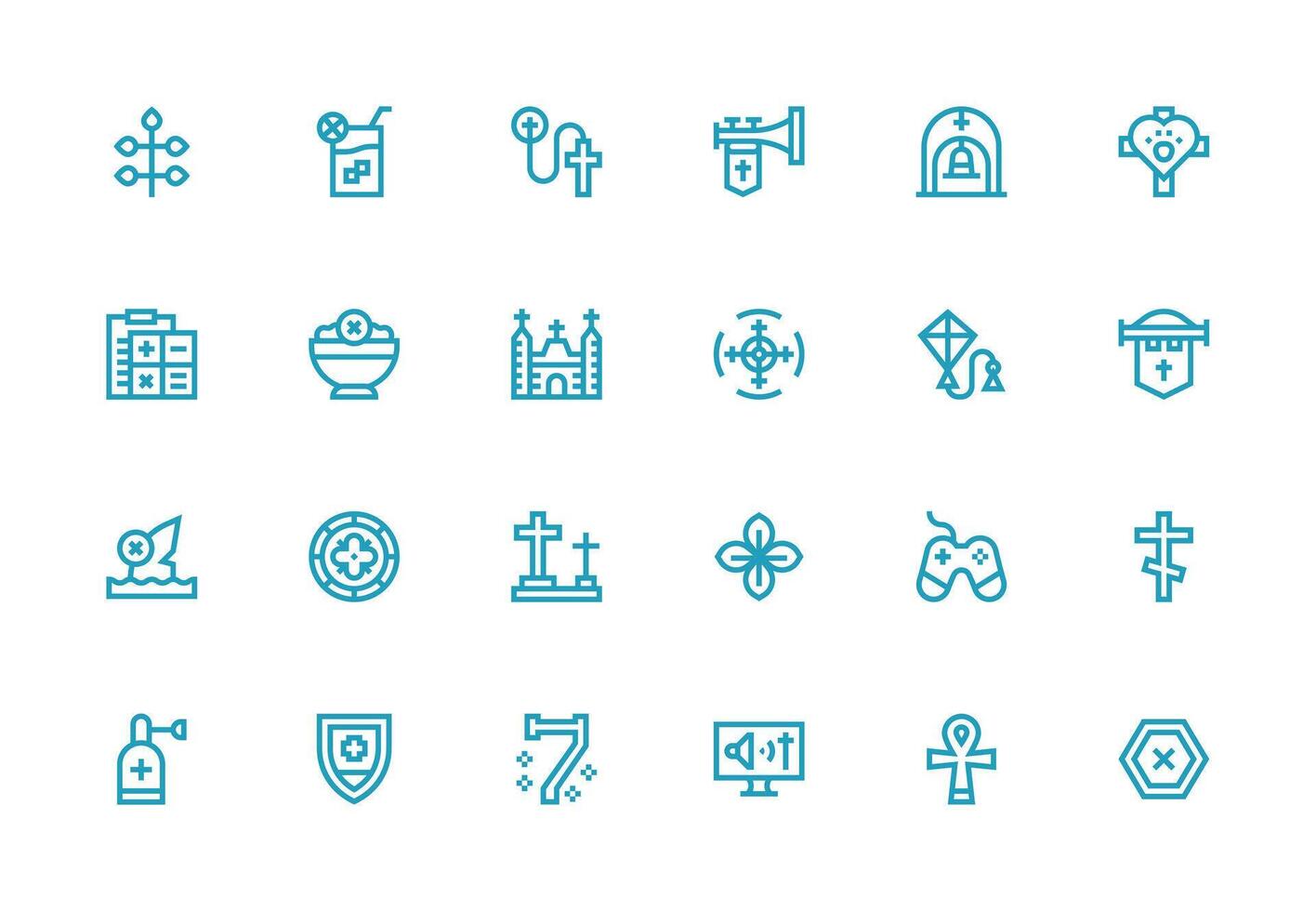 24 Thick Line Line Icons for Cross Graphics Core Icon Collection for Daily Tasks vector