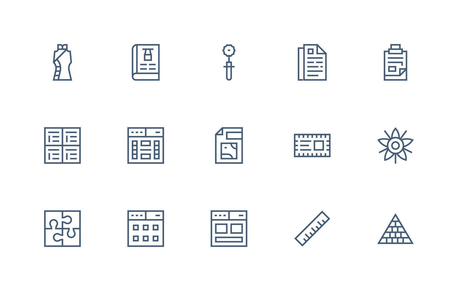 Regular Line Icons from Template Set with 15 Vectors Clean Set for Layout Prototypes