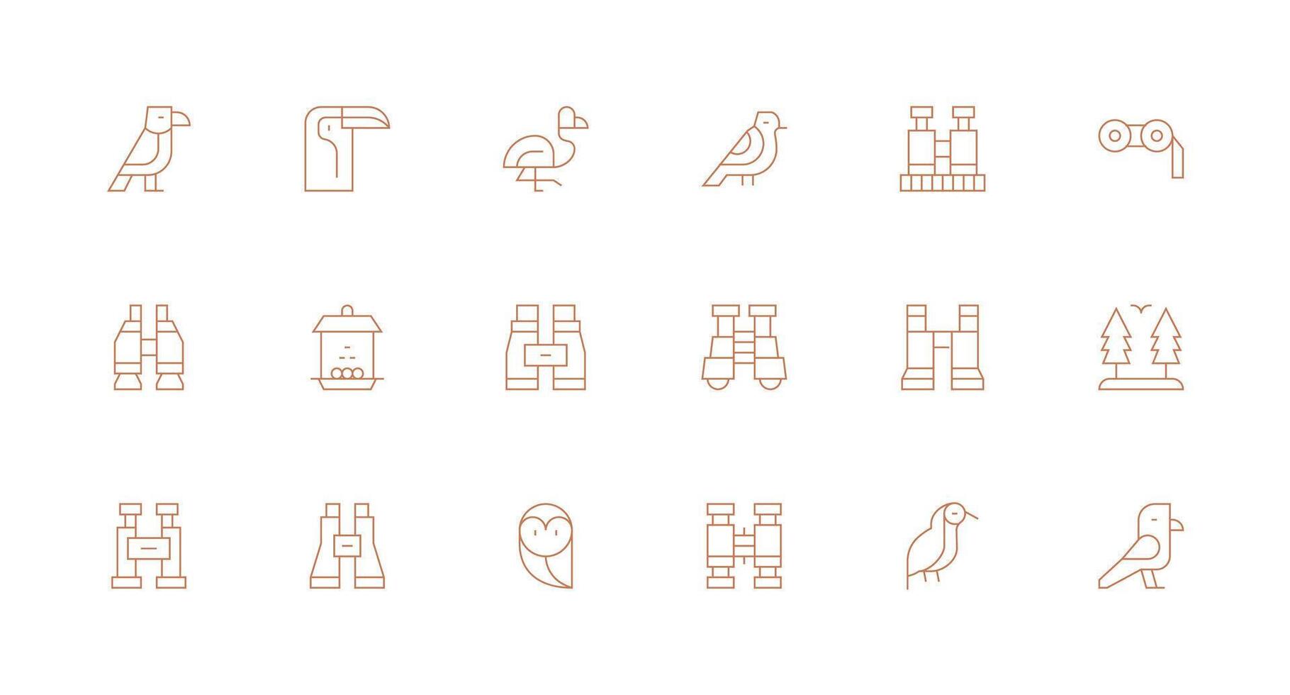 18 Icons for Birdwatching in Minimal Line Format App Icon Pack vector