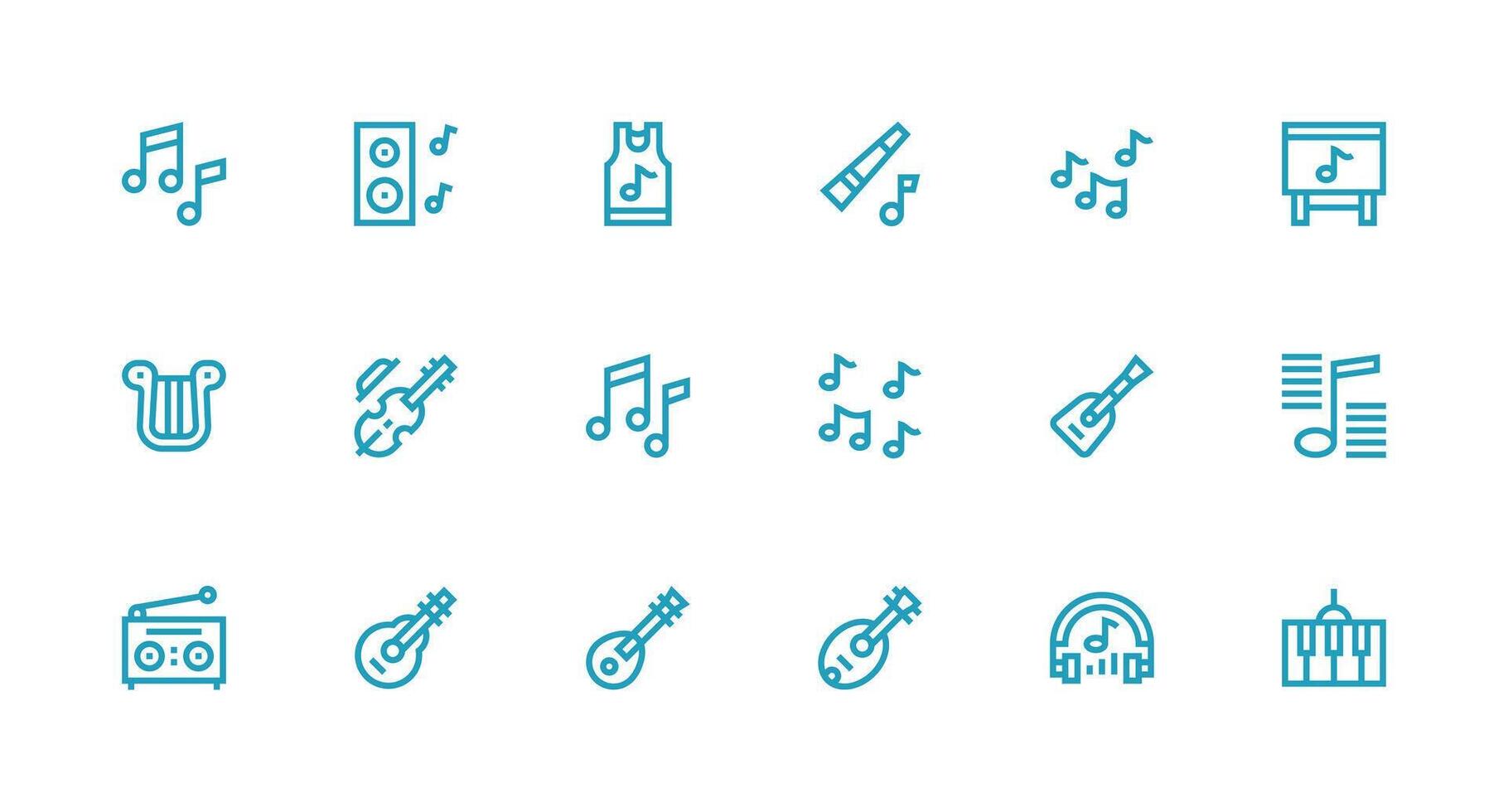 Tune Icon Collection with 18 Strong Stroke Line Designs Multi-Purpose Icon Set vector