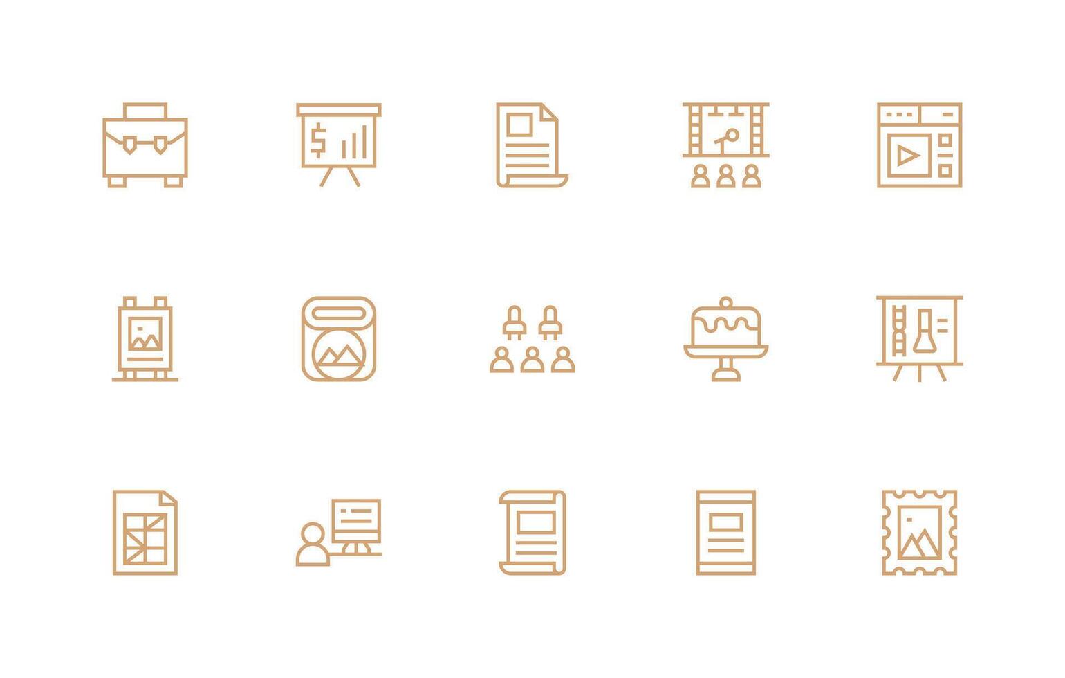 Presentation including 15 Regular Line Illustrations Minimal Icon Set for Interface Projects vector