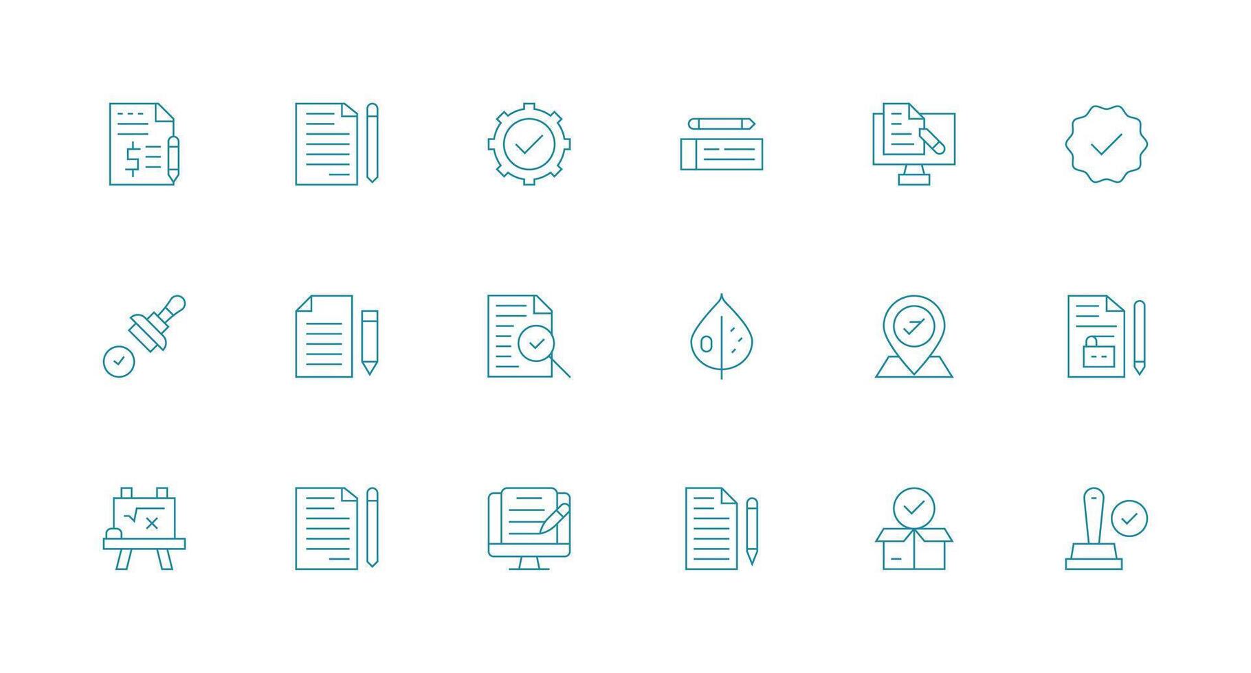 correcto conjunto con 18 mínimo línea íconos limpiar conjunto para diseño prototipos vector