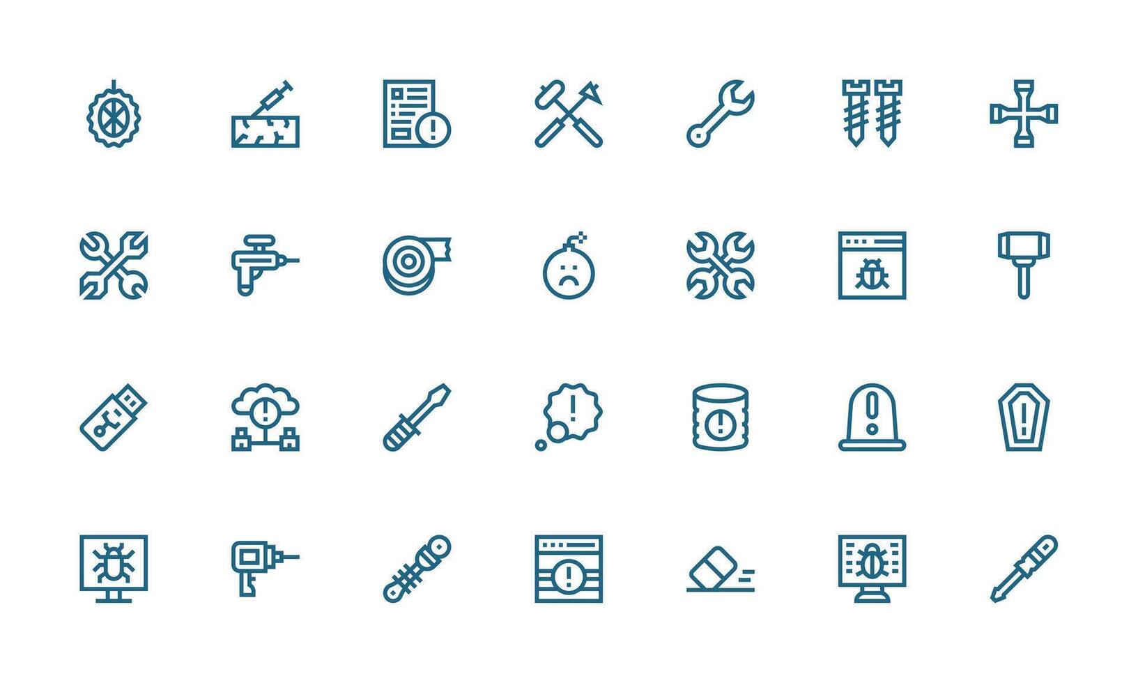 Fix Design Icons featuring 28 in Bold Line Style Reusable Icon Set vector