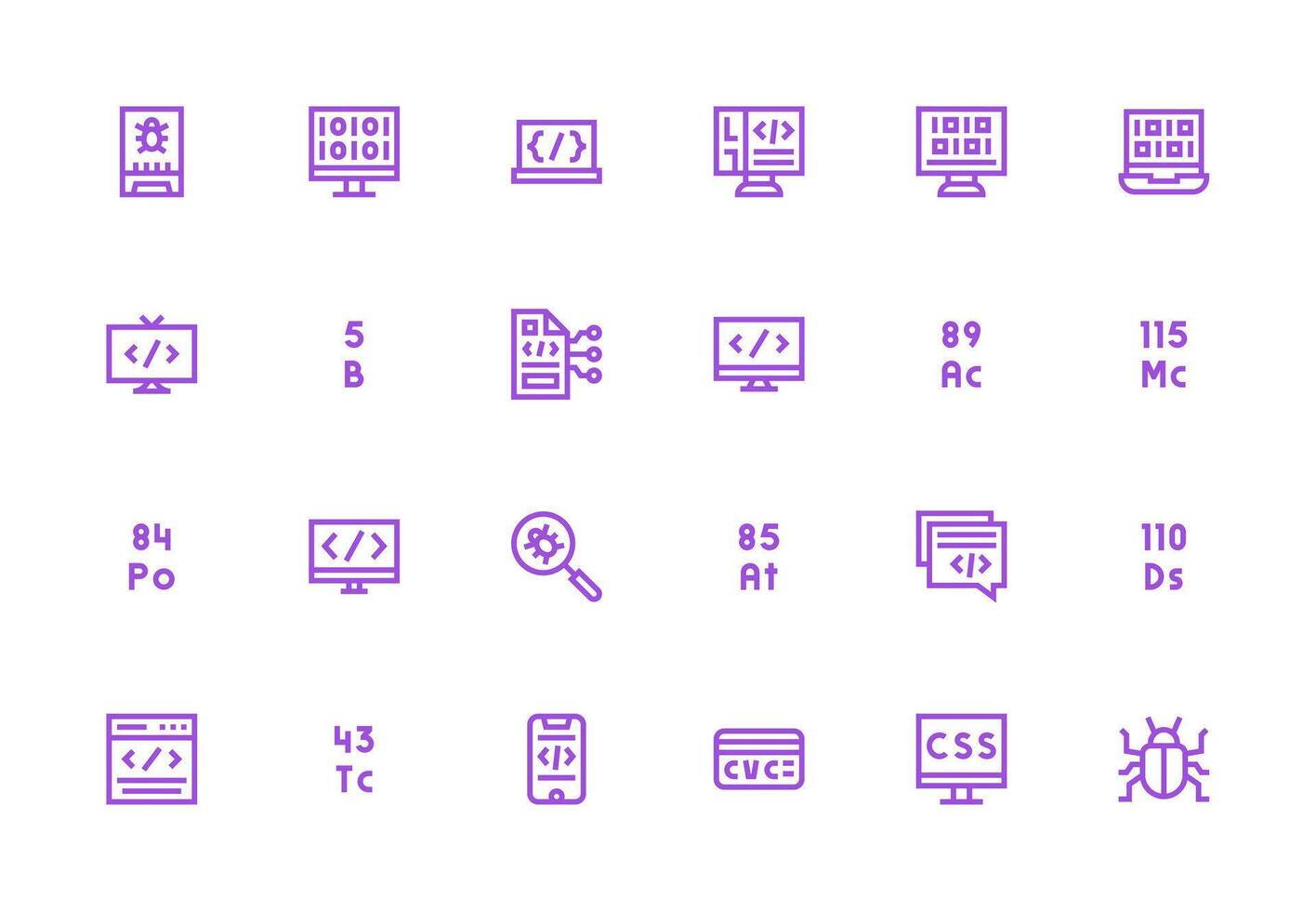 código conjunto con 24 grueso línea línea íconos ui y ux enfocado icono colección vector