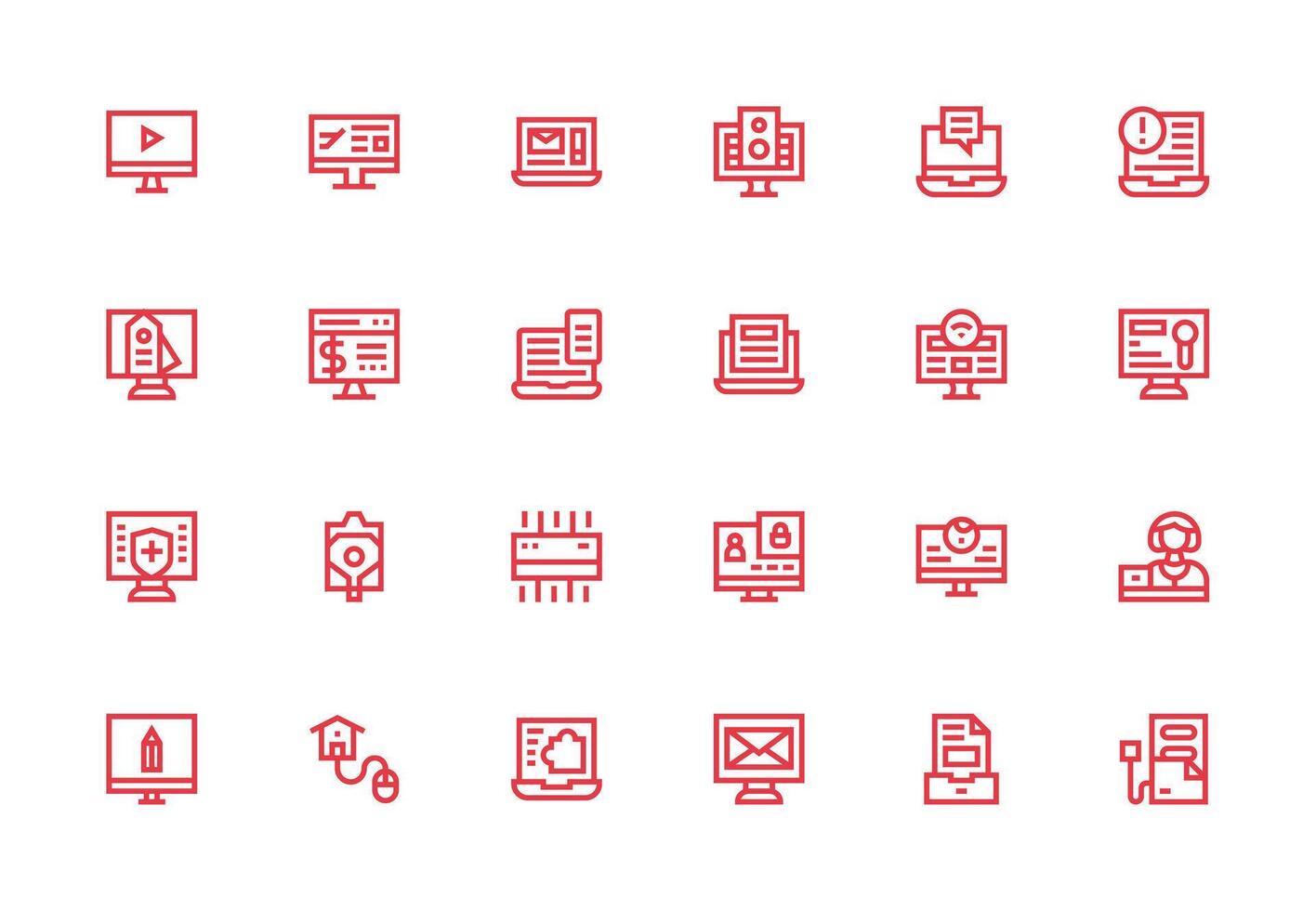 Thick Line Line Style Computer Icons with 24 Vectors Basic Icon Series
