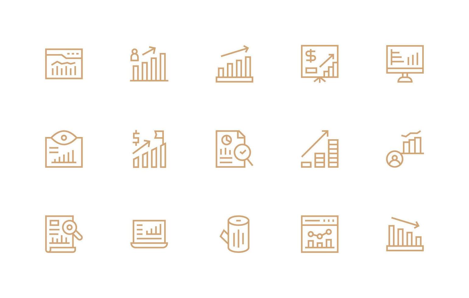 Regular Line Icons from Bar Chart Set with 15 Vectors Core Icon Collection for Daily Tasks