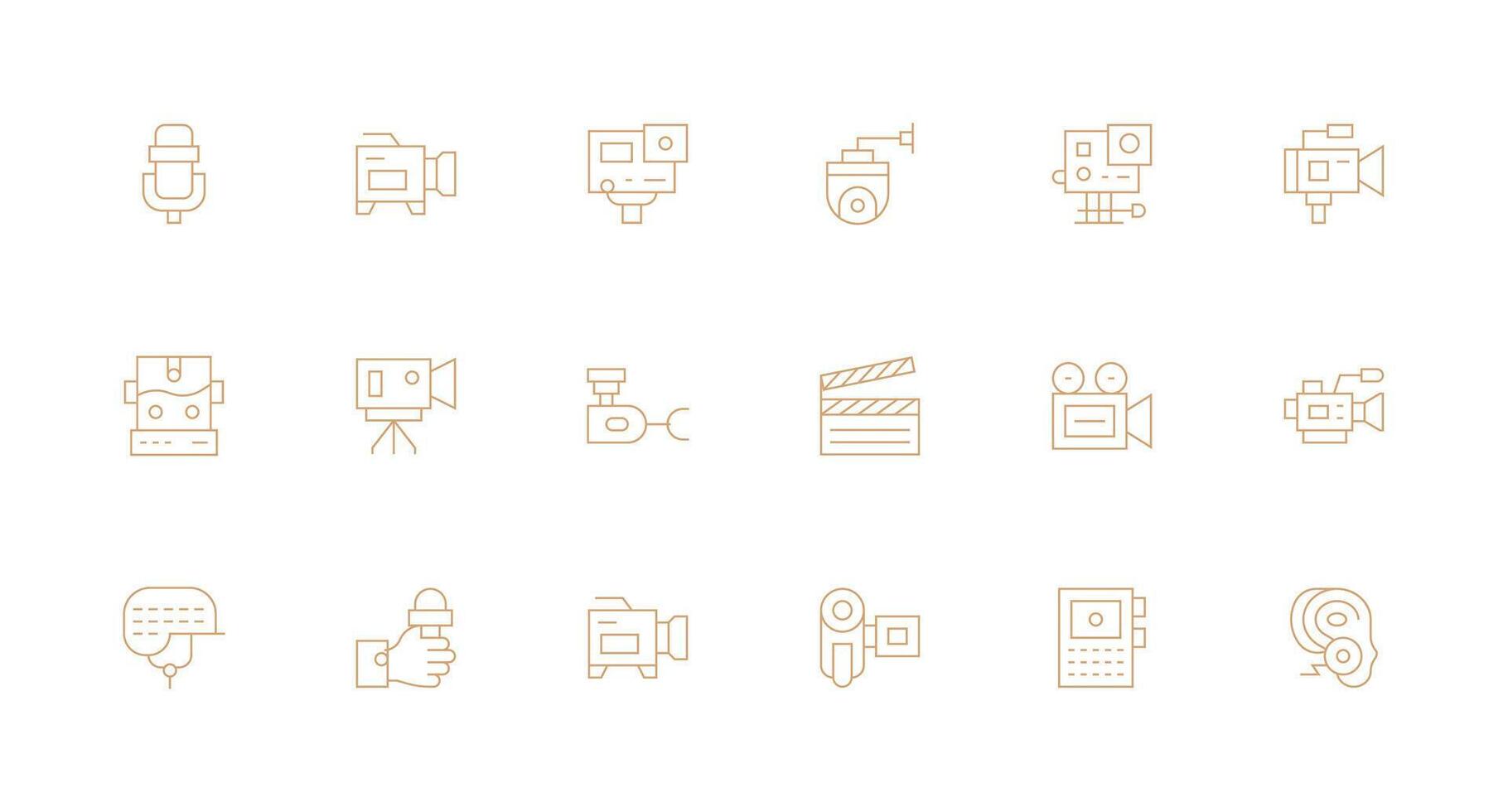 Recording Device featuring 18 Icons in Minimal Line Design Interface Icon Collection vector