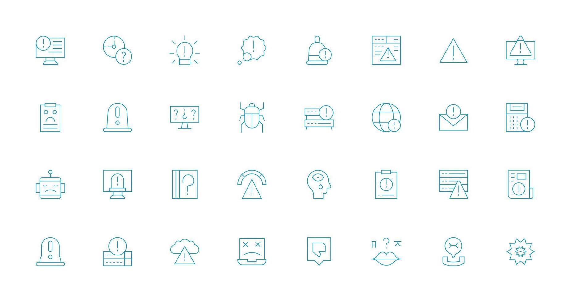 32 Thin Line Icons for Issue Graphics Icon Pack for Various Themes vector