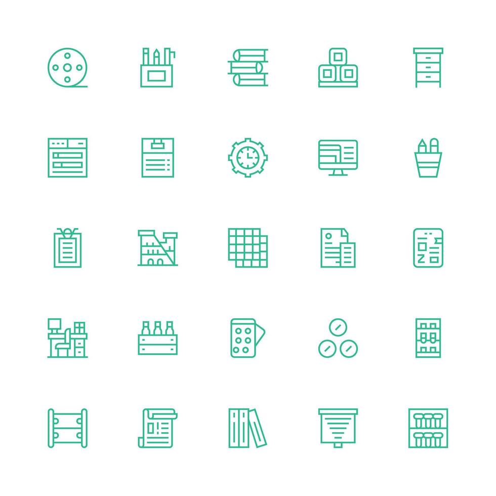 Organized featuring 25 Icons in Medium Stroke Outline Design Well-Structured Icons for Creative Use vector