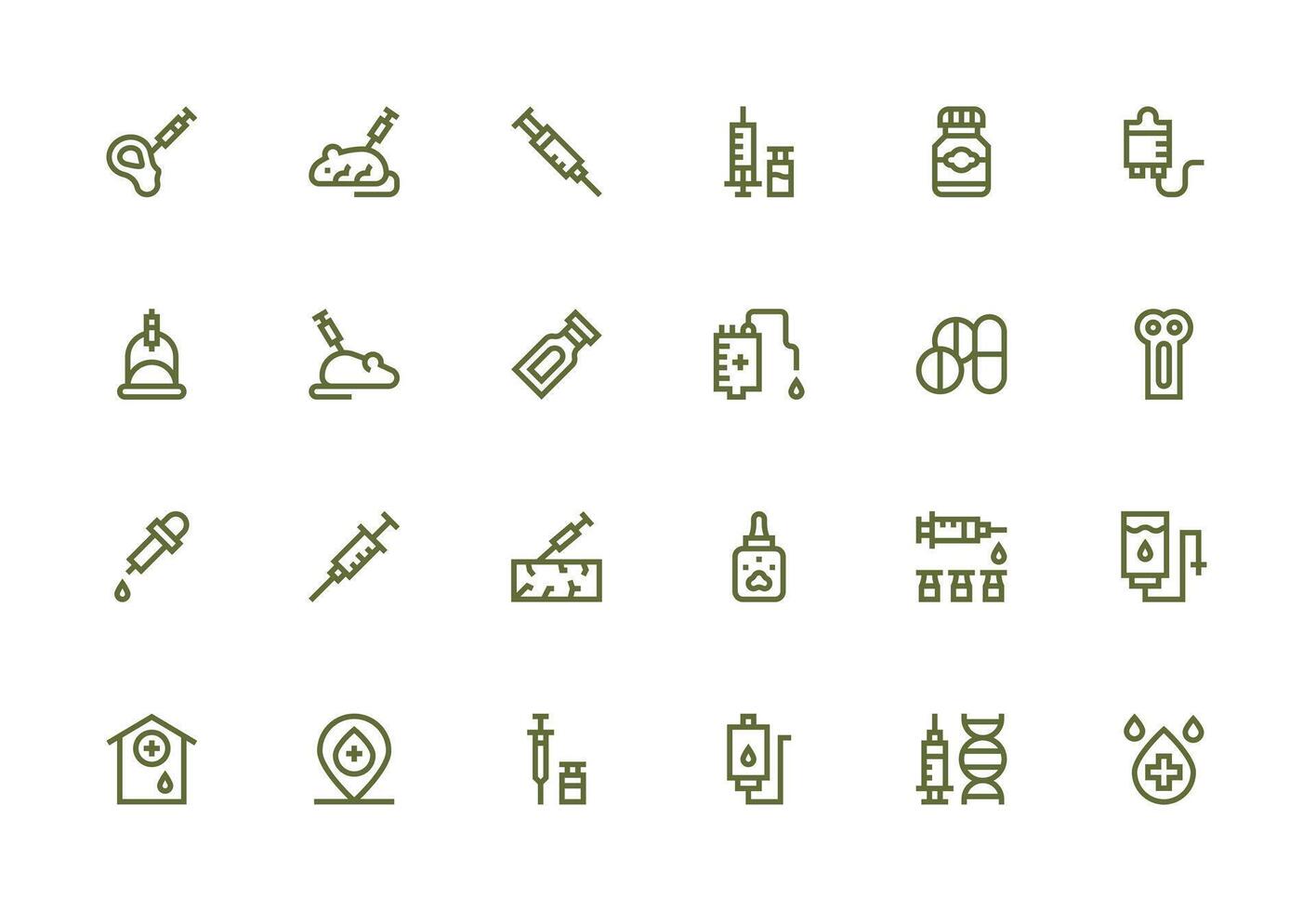 24 Thick Line Line Icons for Injection Graphics Clean Icon Collection for Web Use vector