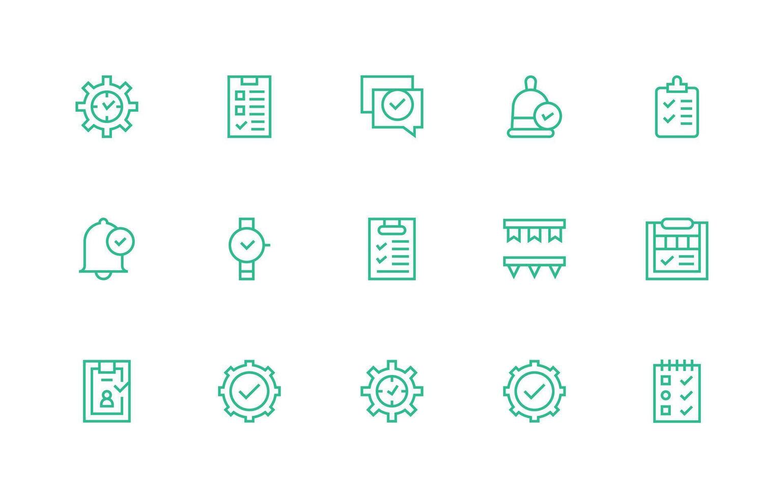 Done featuring 15 Icons in Regular Line Design Optimized Icon Pack for Digital Products vector