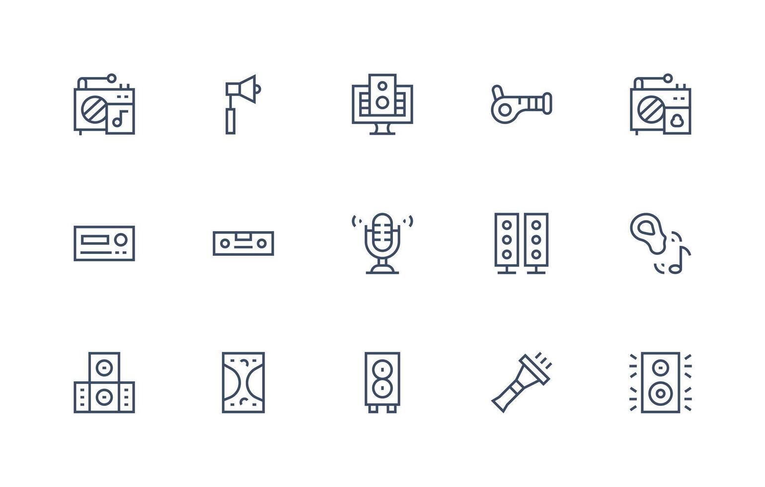 Regular Line Icons from Sound System Set with 15 Vectors Design Icon Pack