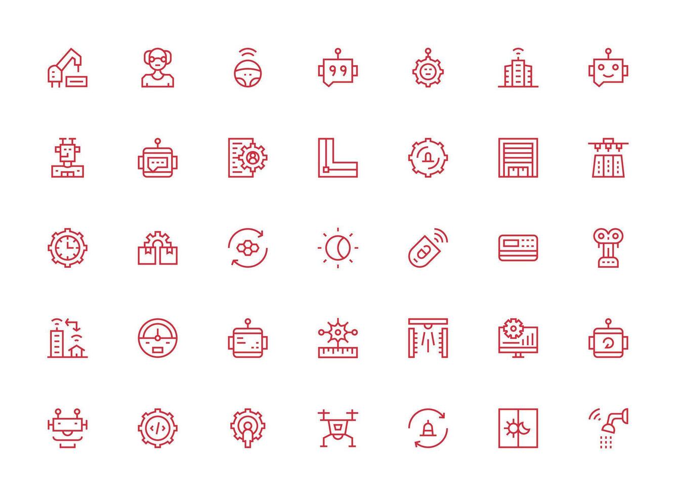 Automation featuring 35 Icons in Regular Clean Line Design Icon Collection Set vector
