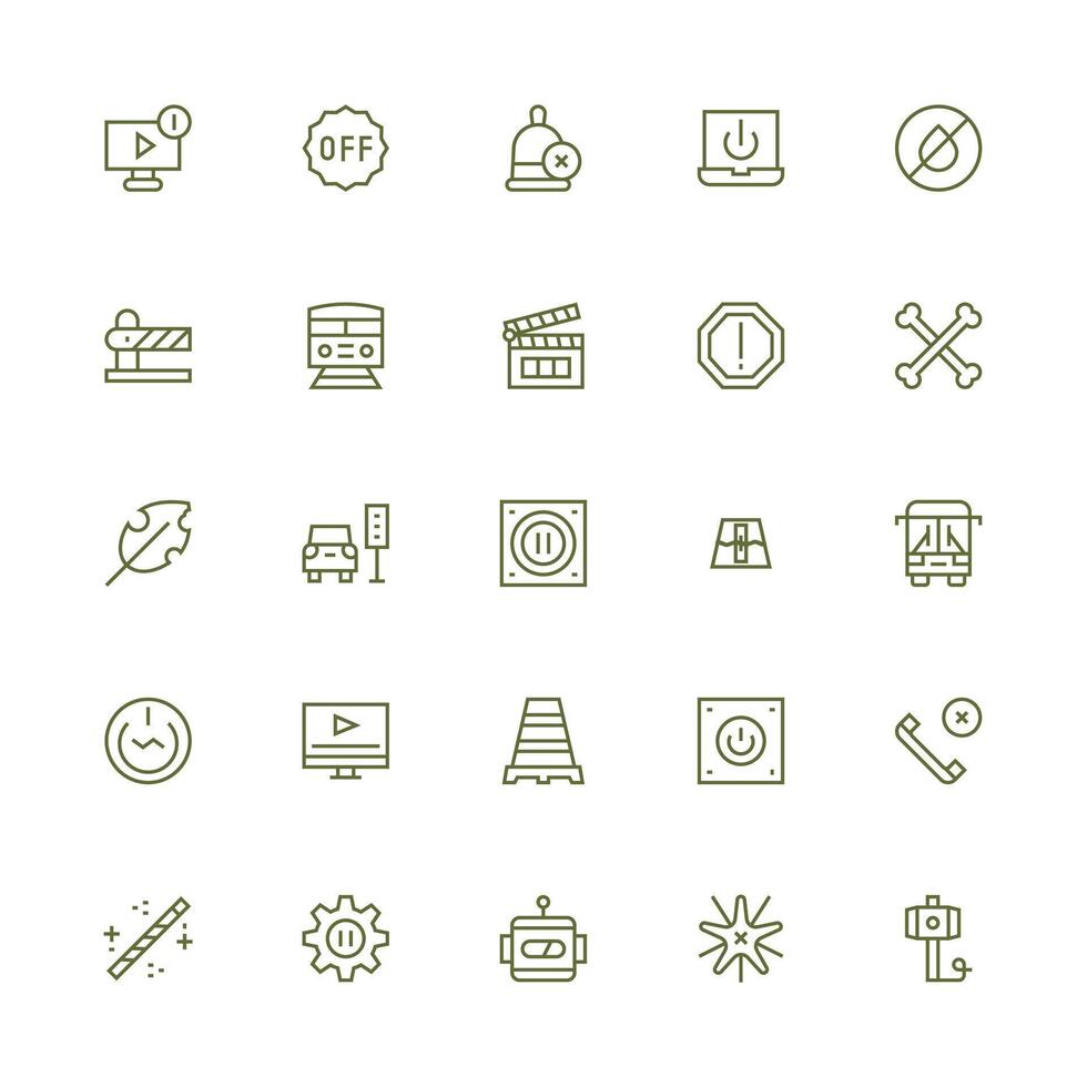 25 Medium Stroke Outline Vectors for Stop Theme Complete Icon Bundle for Web Design