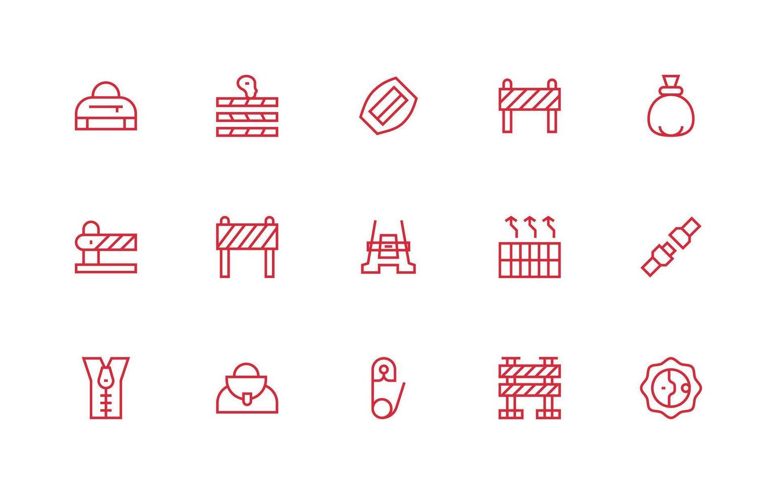 Closure including 15 Regular Line Illustrations Clean Icon Collection for Web Use vector