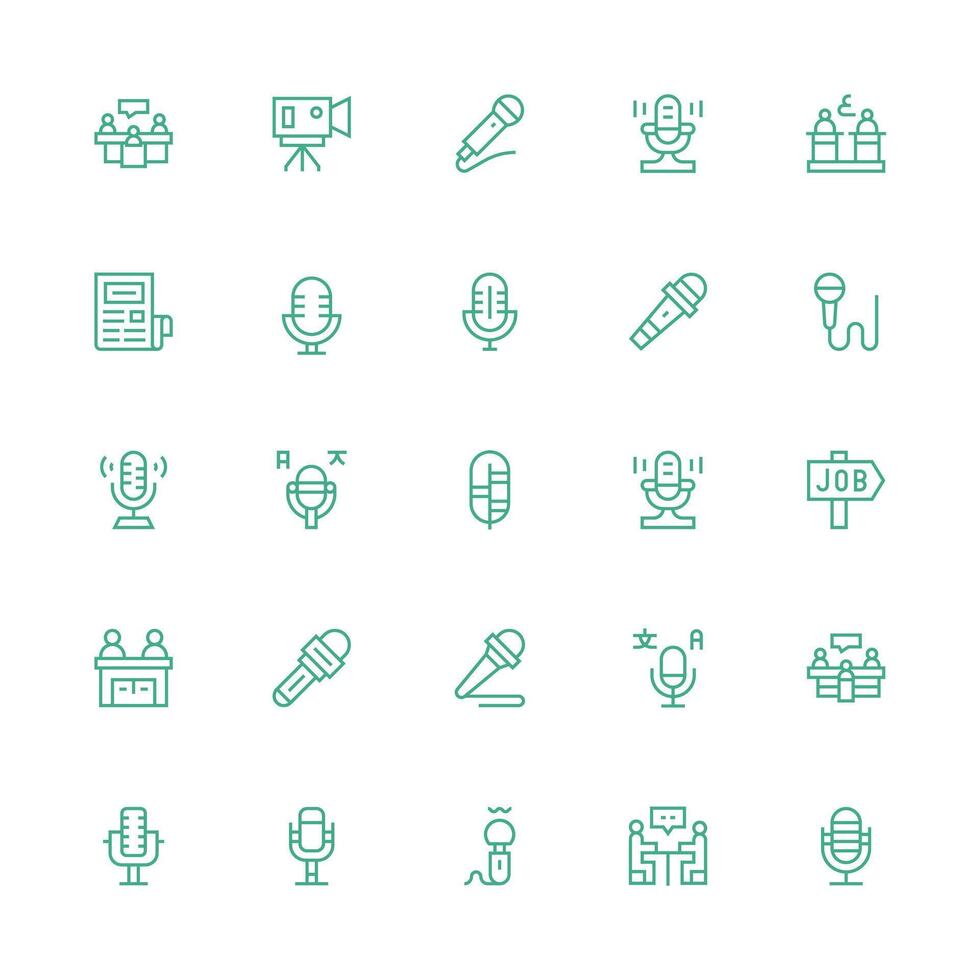 Medium Stroke Outline Style Interview Icons with 25 Vectors Compact Icon Set