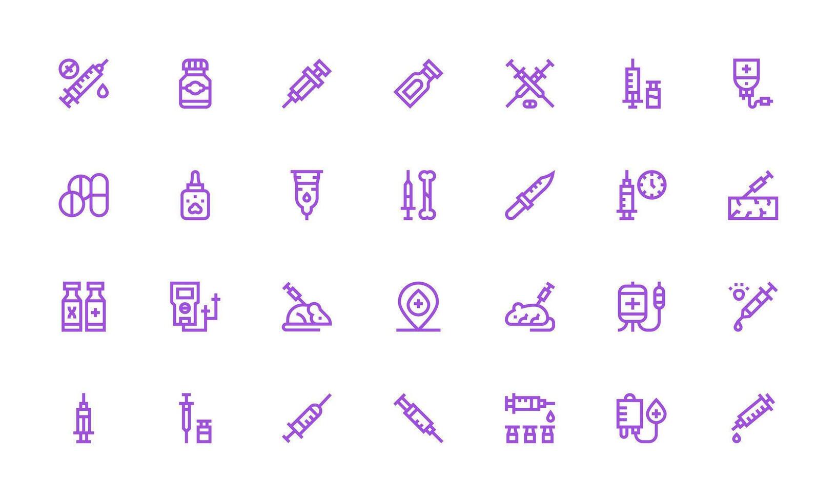 Injection Visual Pack containing 28 Bold Line Icons Core Icon Collection for Daily Tasks vector