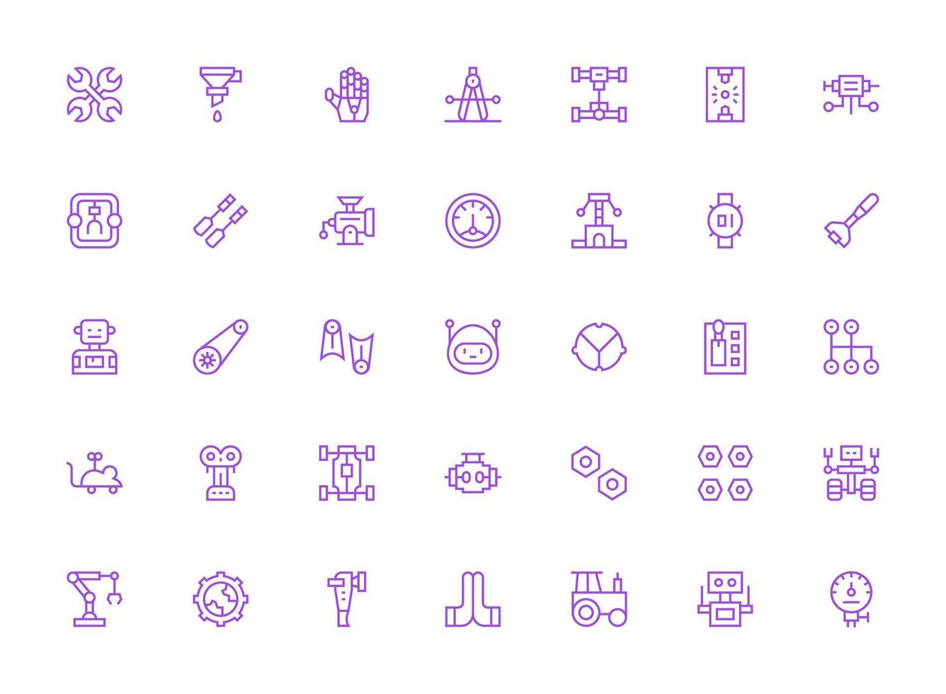 Mechanical Icon Collection with 35 Regular Clean Line Designs Icon Set for Projects vector