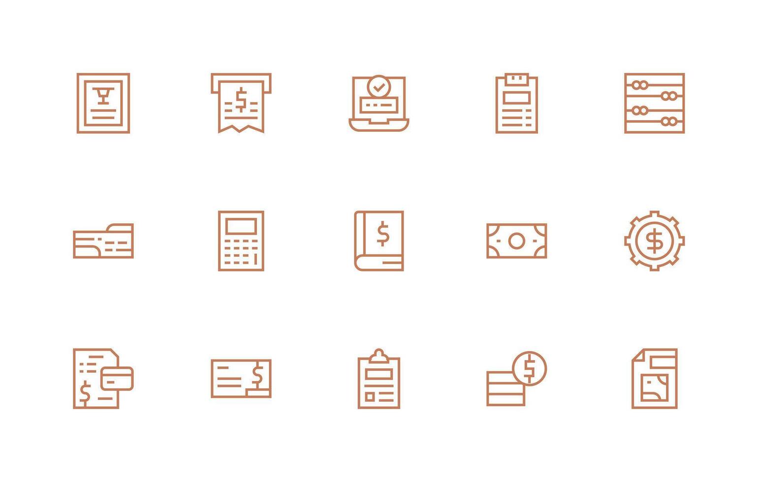Accounting Visual Pack containing 15 Regular Line Icons Clear and Concise Icon Set Collection vector