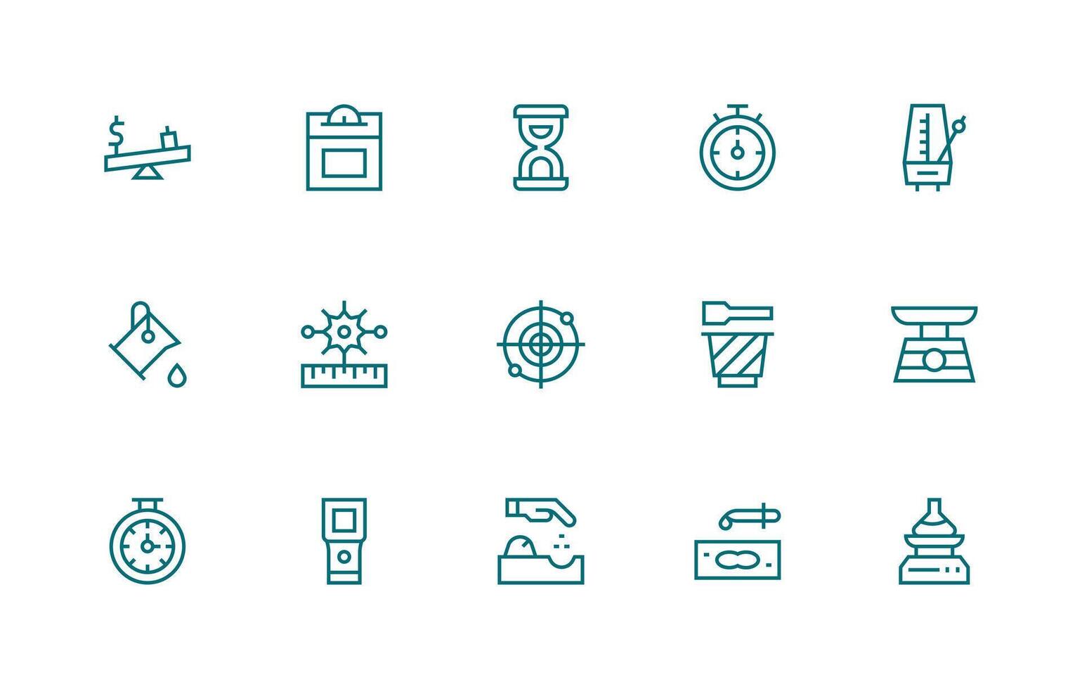 Measure Design Icons featuring 15 in Regular Line Style Editable Icon Collection vector