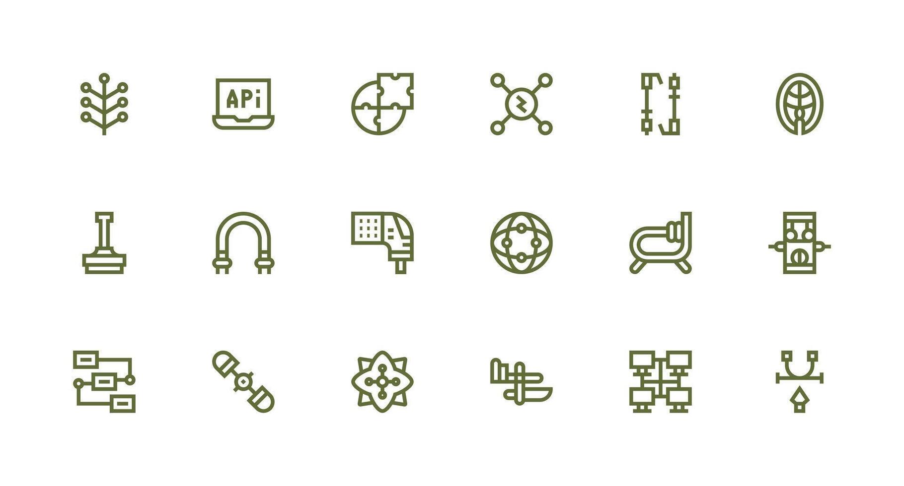 18 Strong Stroke Line Vectors for Connection Point Theme Well-Structured Icons for Creative Use