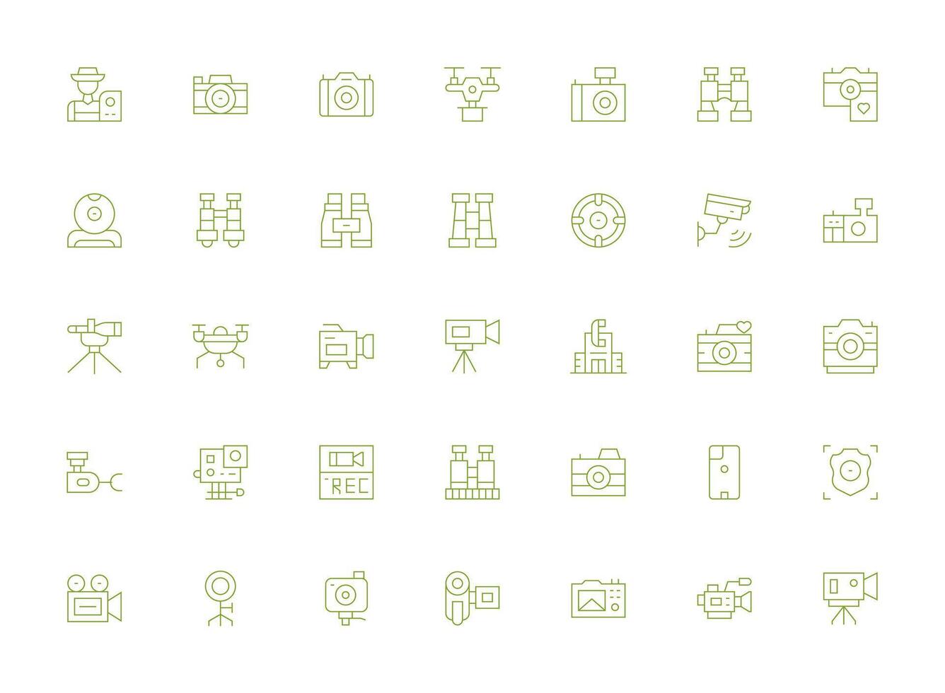 Light Line Style Camera Icons with 35 Vectors Optimized Icon Pack for Digital Products