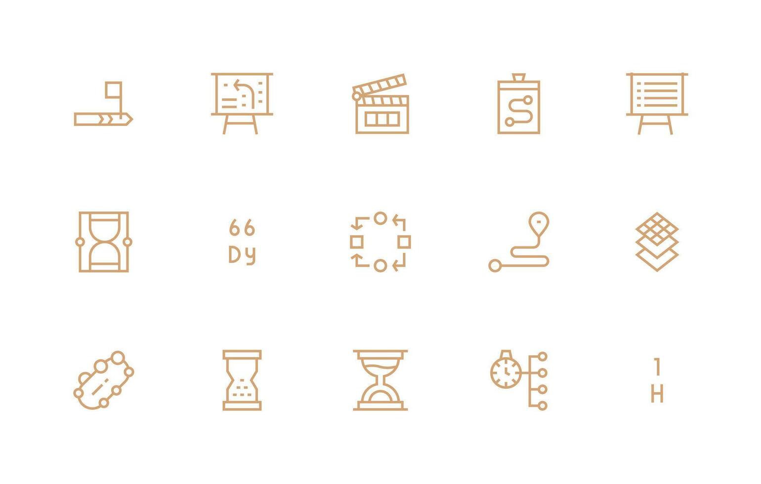 Regular Line Style Sequence Icons with 15 Vectors Pixel Perfect Icon Set