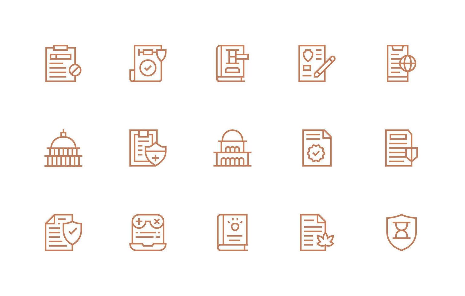 Policy featuring 15 Icons in Regular Line Design UI and UX Focused Icon Collection vector