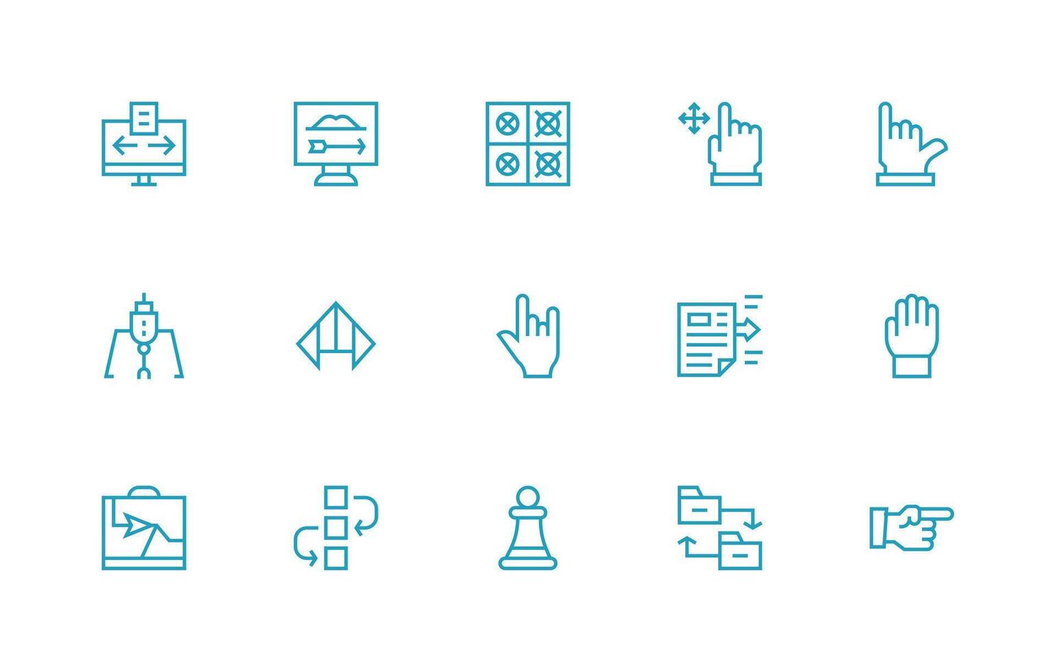 Move Visual Pack containing 15 Regular Line Icons Complete Icon Set for Mobile Apps vector