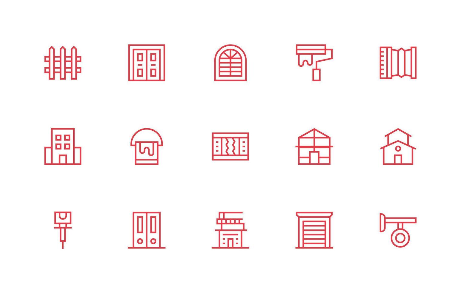 15 Regular Line Icons for Exterior Graphics User Interface Icons for Digital Products vector