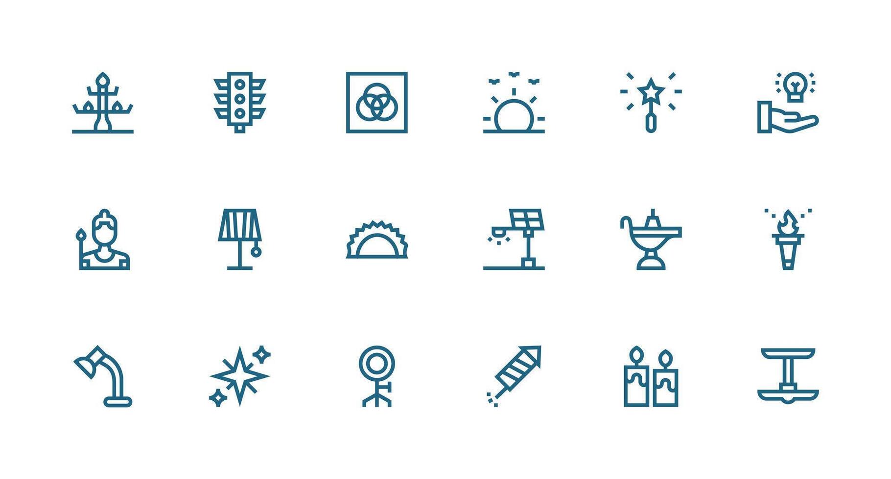Light Icon Set with 18 Strong Stroke Line Graphics Balanced Icon Set for Functional Design vector