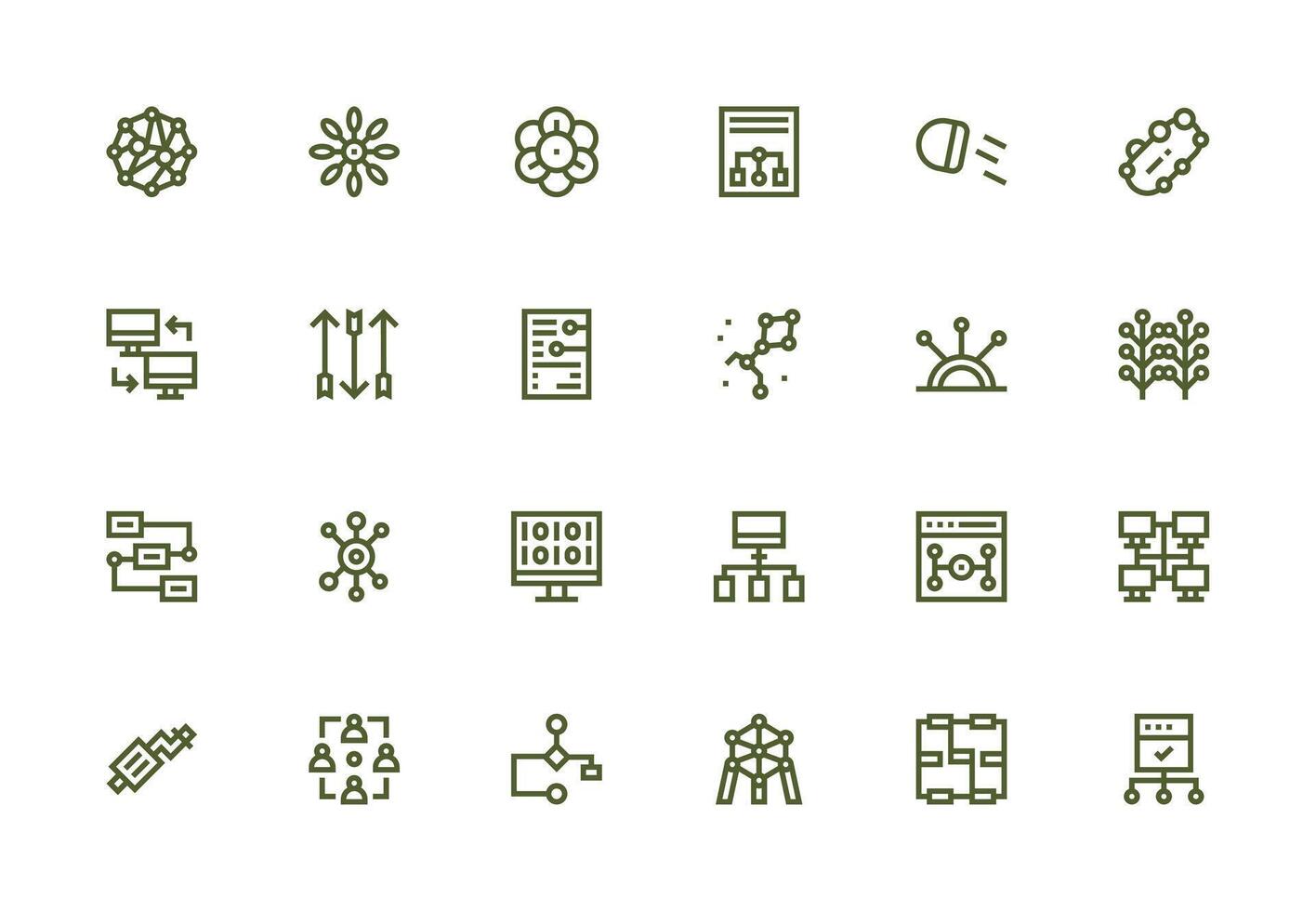 Thick Line Line Style Data Flow Icons with 24 Vectors Scalable Icon Pack