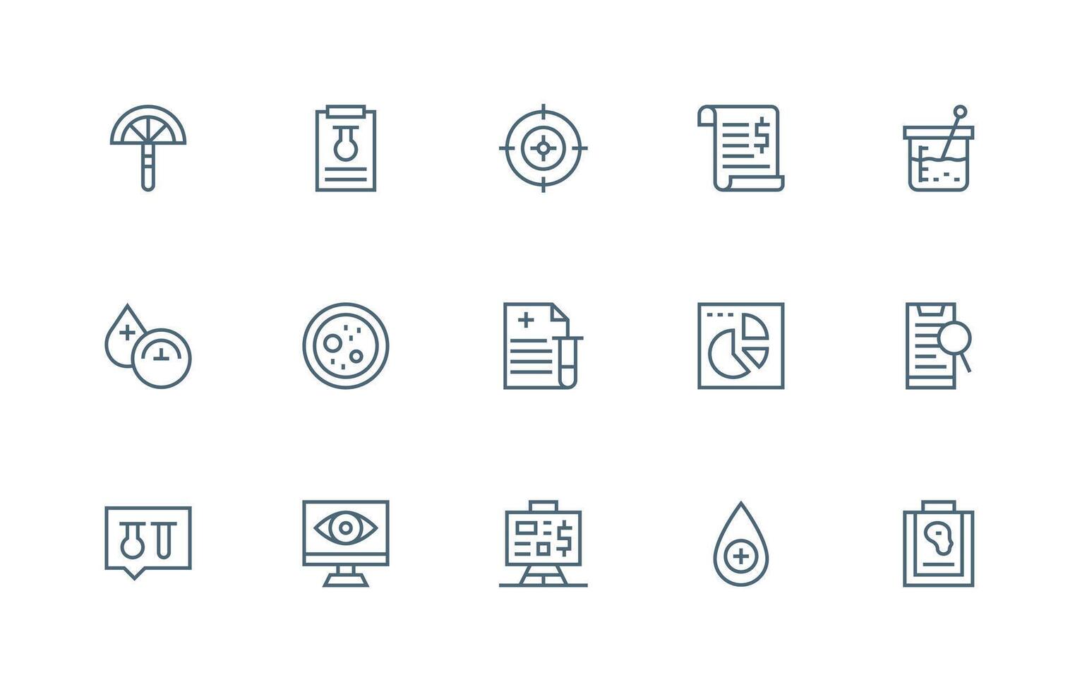 Analysis Visual Pack containing 15 Regular Line Icons UI-Ready Icon Collection vector