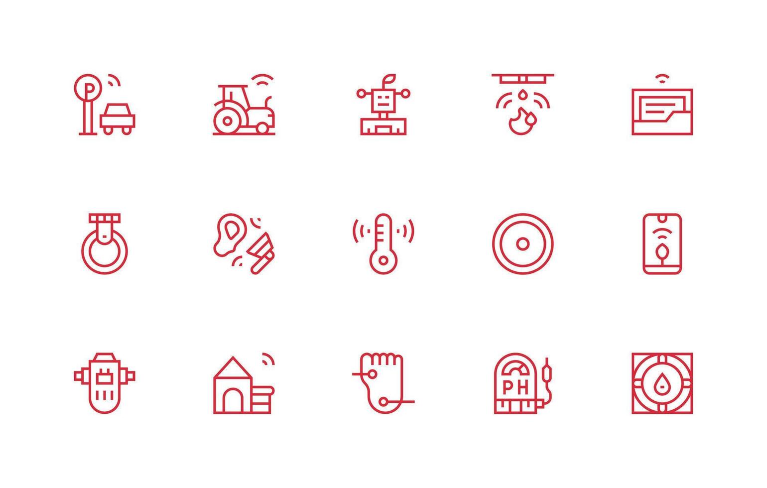 Sensor Design Icons featuring 15 in Regular Line Style Customizable Icon Series for Mobile Screens vector
