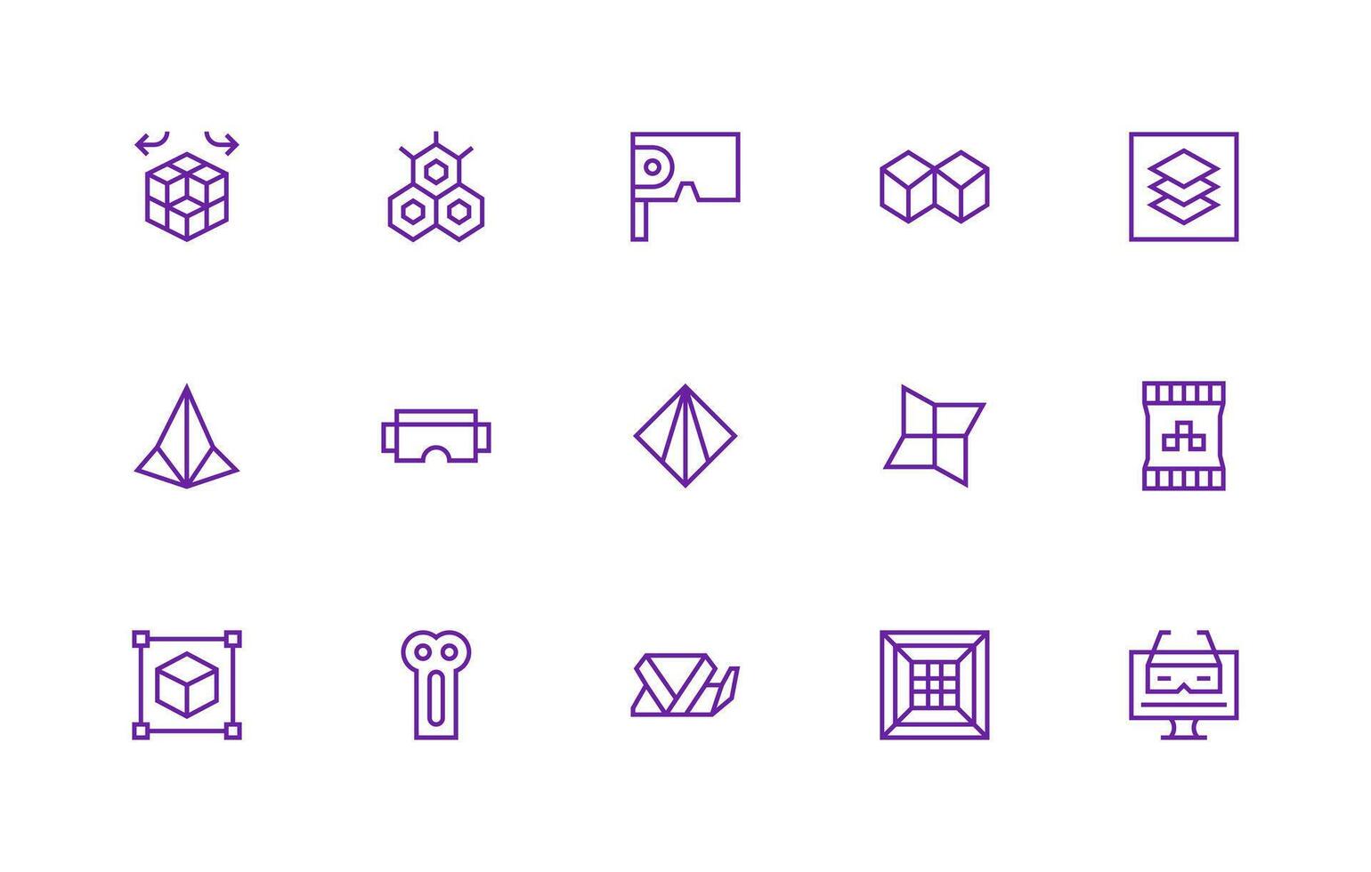 3D Design Icons featuring 15 in Regular Line Style Simple Icon Pack vector
