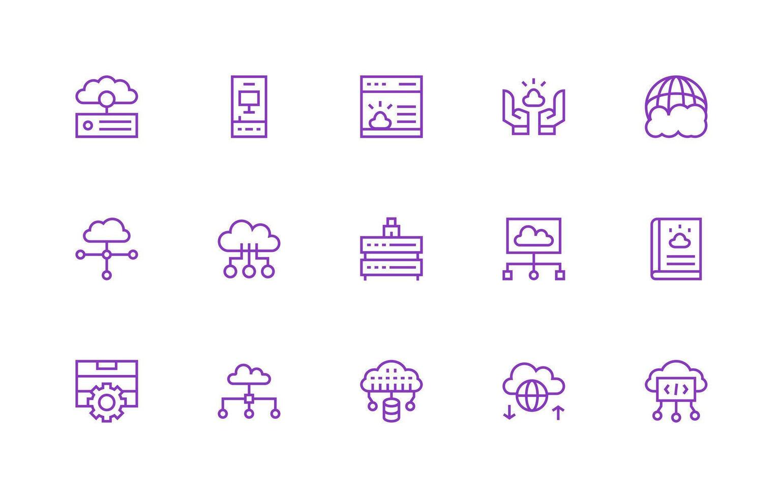 15 Regular Line Style Icons from Hosting Collection Balanced Icon Set for Functional Design vector
