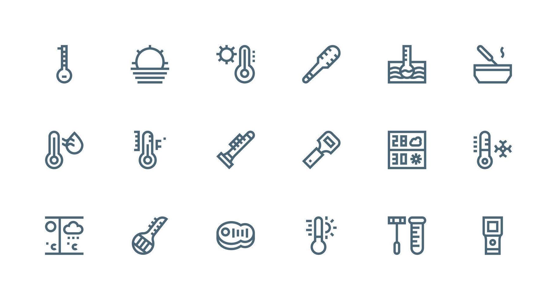 18 Strong Stroke Line Style Icons from Thermometer Collection Interface Icons for Daily Use vector