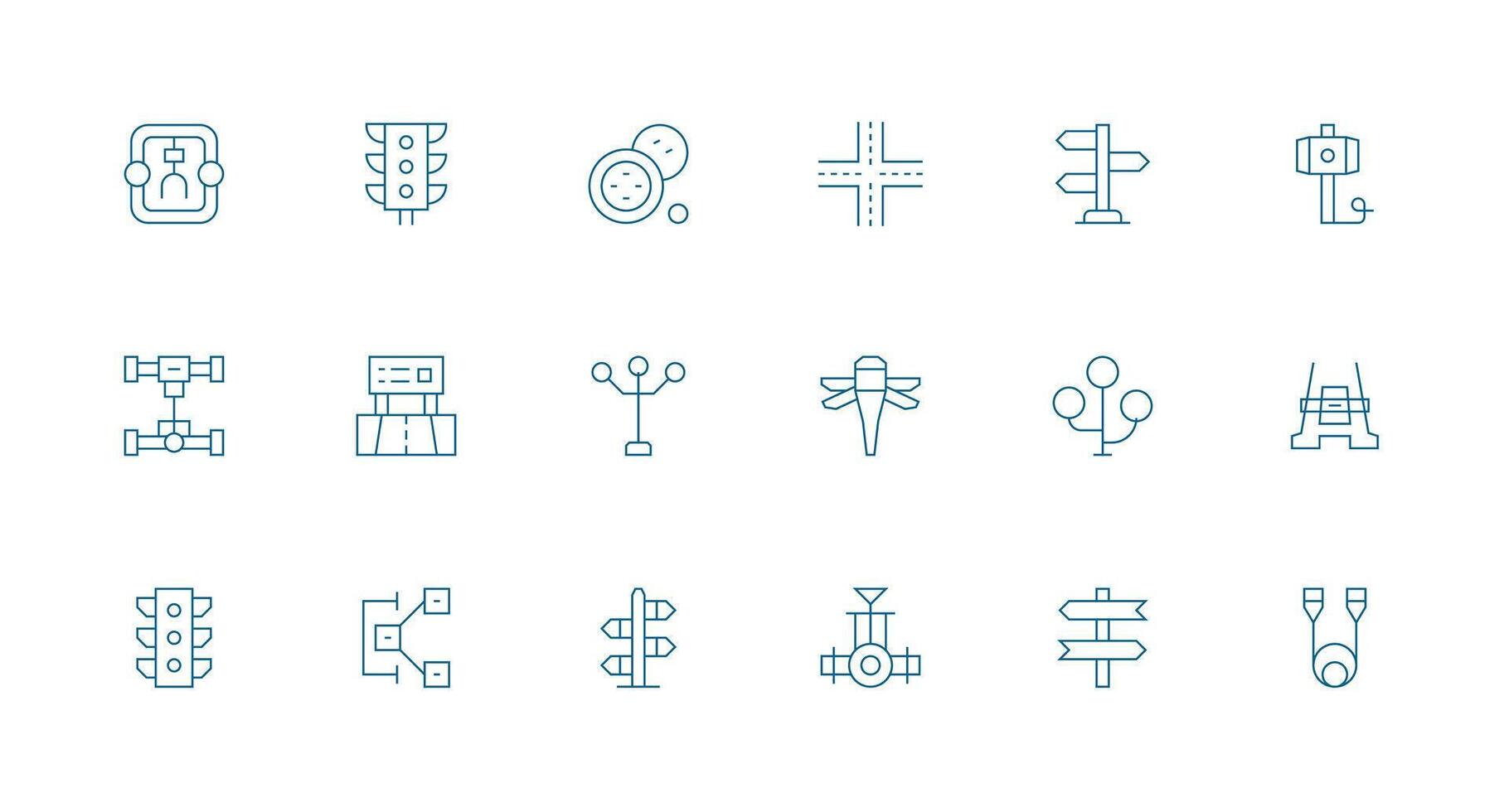 Junction including 18 Minimal Line Illustrations Complete Icon Bundle for Web Design vector