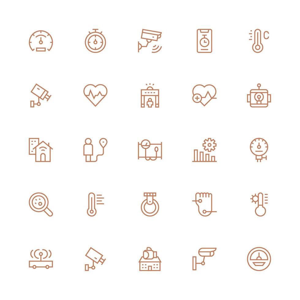 25 Medium Stroke Outline Vectors for Monitoring Theme Core Icon Collection for Daily Tasks
