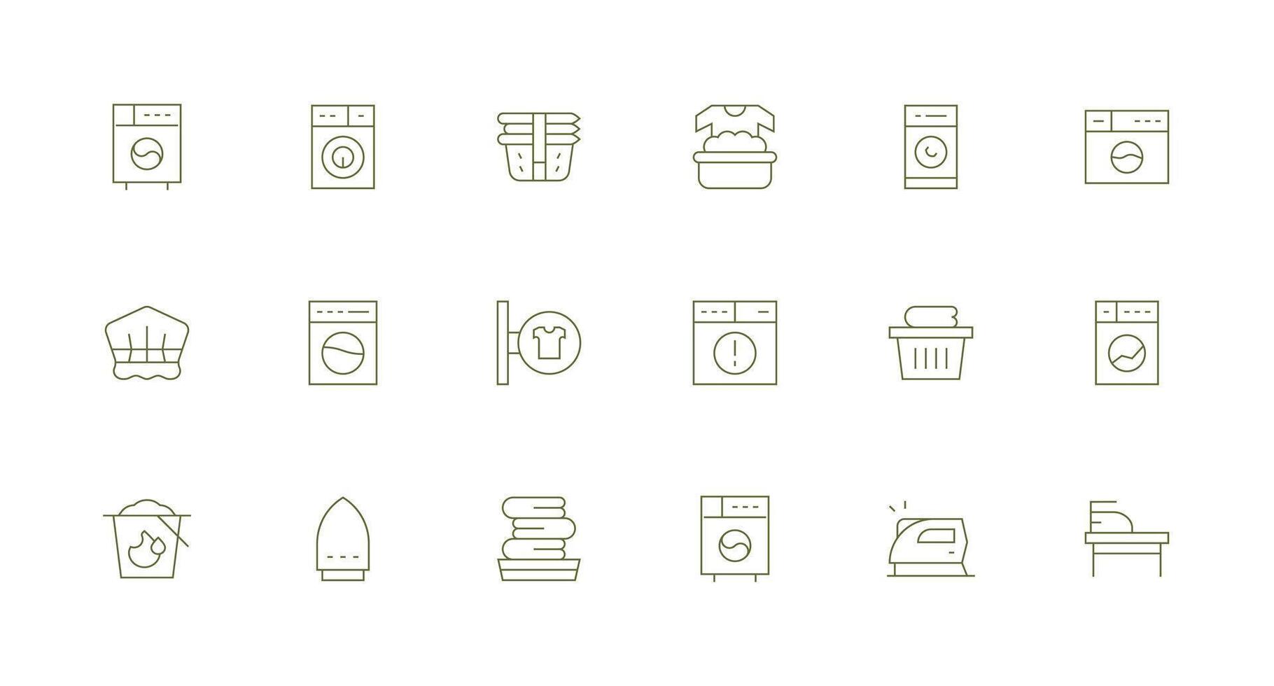 Dryer Set with 18 Minimal Line Icons UI and UX Focused Icon Collection vector