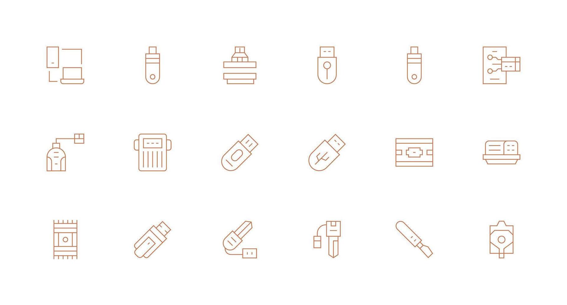 Flash Drive including 18 Minimal Line Illustrations UI and UX Focused Icon Collection vector