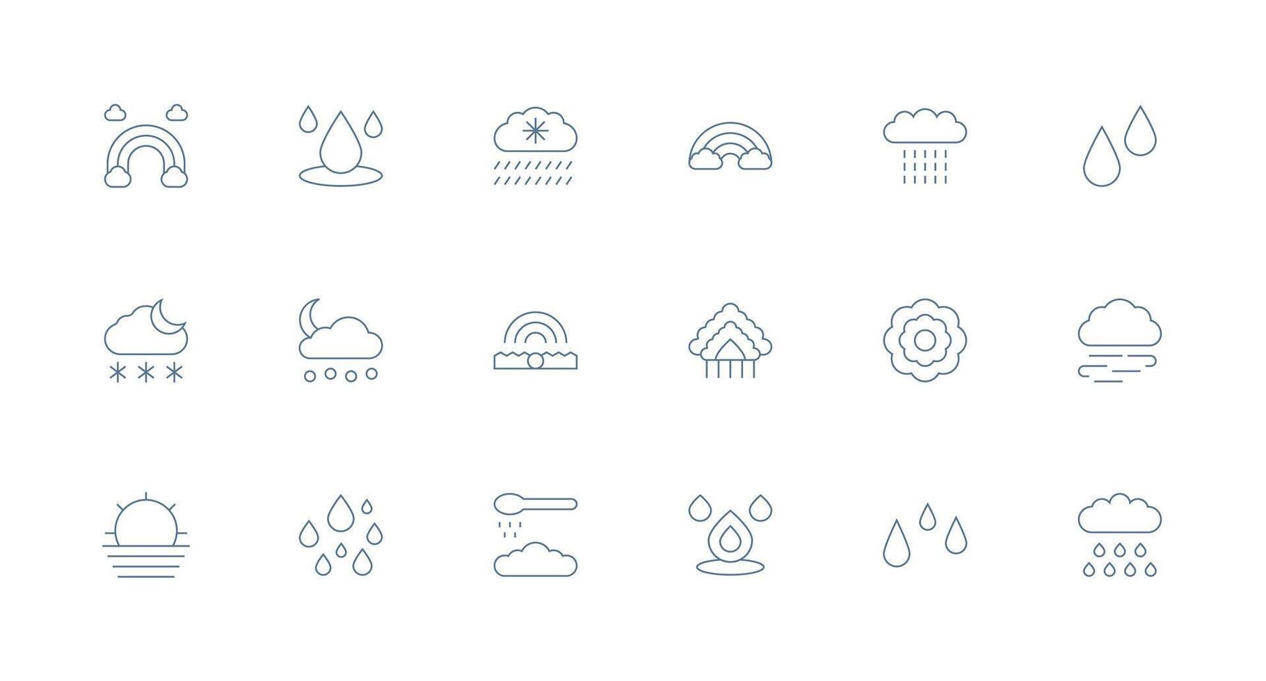 Atmosphere Icon Set with 18 Minimal Line Graphics Lightweight Icon Series vector