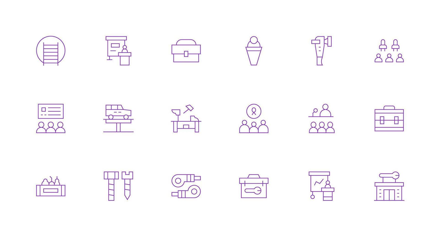 18 Icons for Workshop in Minimal Line Format Minimal Icon Pack vector